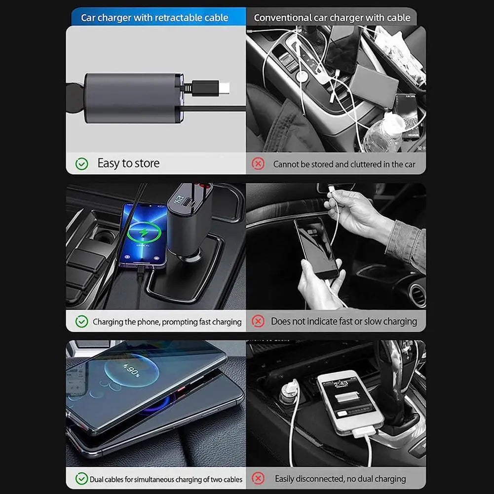 100W 4 IN 1 Retractable lighting Charger for car